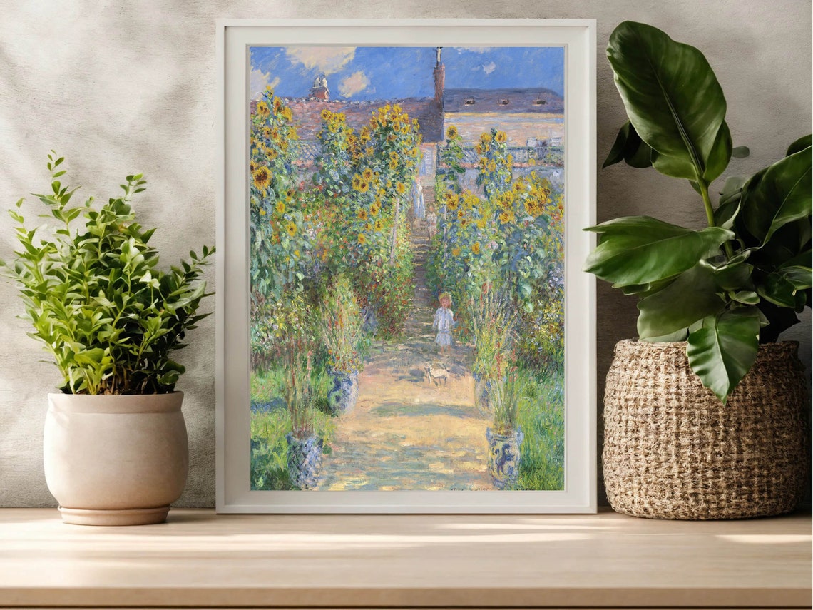 Claude Monet The Artists Garden at Vetheuil Sunflower Classic Print - Image 8