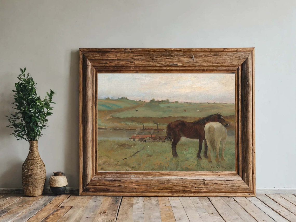 Edgar Degas Horses in a Meadow Brown and White Horses Poster - Image 2