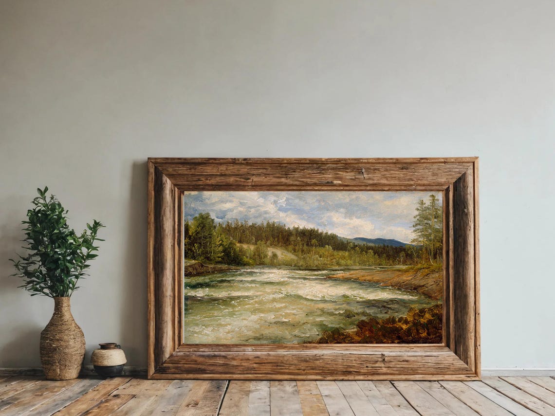 Vintage Wilderness River Forest Rustic Landscape Nature Print - Image 4