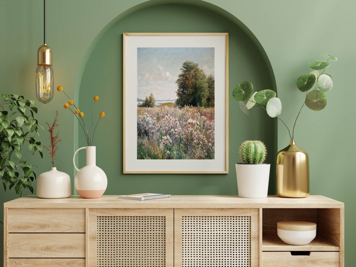 Wildflower Meadow River Vintage Country Landscape Impressionist Poster - Image 2