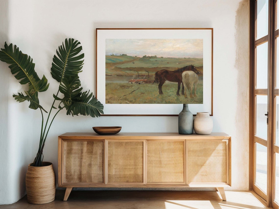 Edgar Degas Horses in a Meadow Brown and White Horses Poster - Image 7