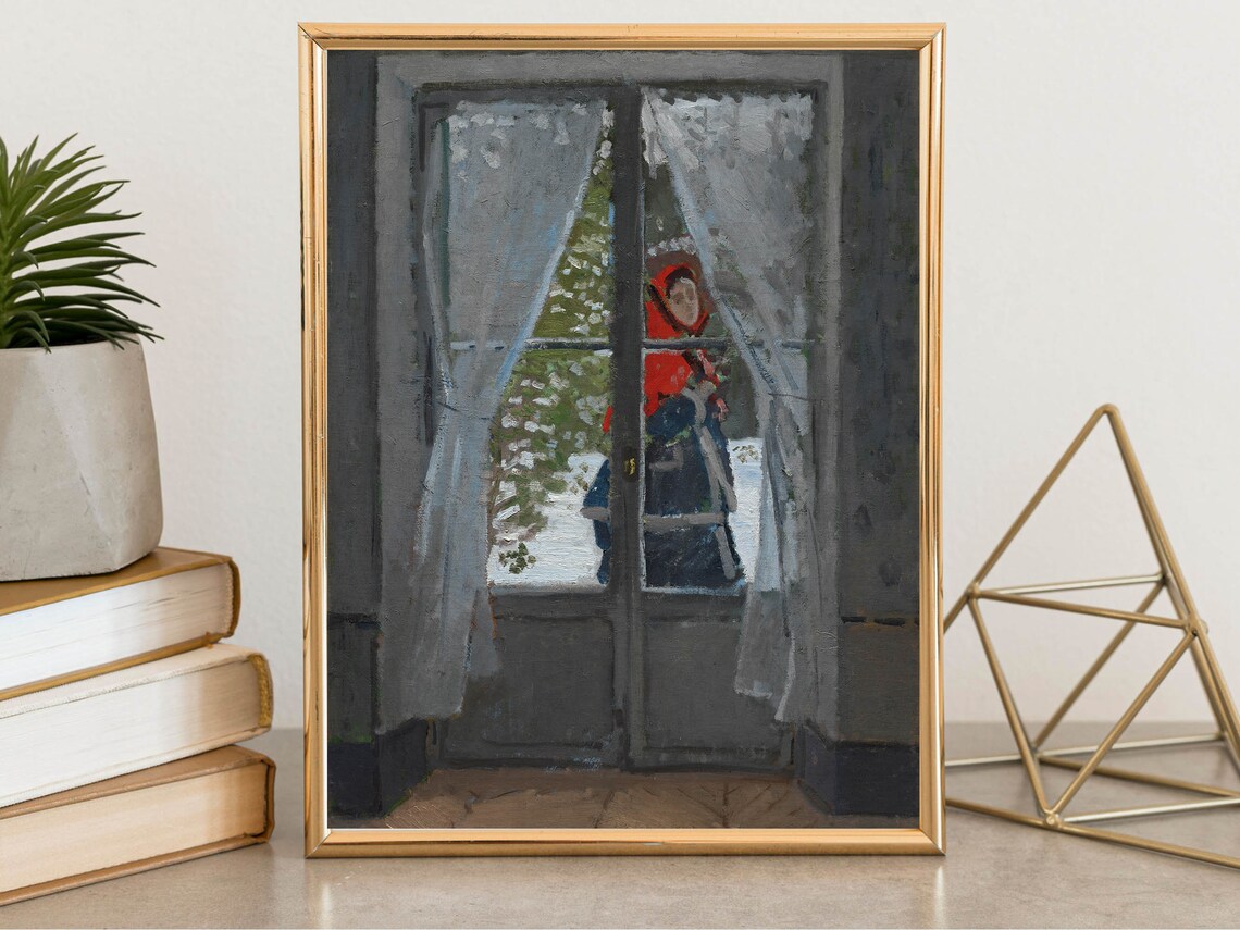 Claude Monet The Red Kerchief Woman at Window Snowy Impressionist Poster - Image 5