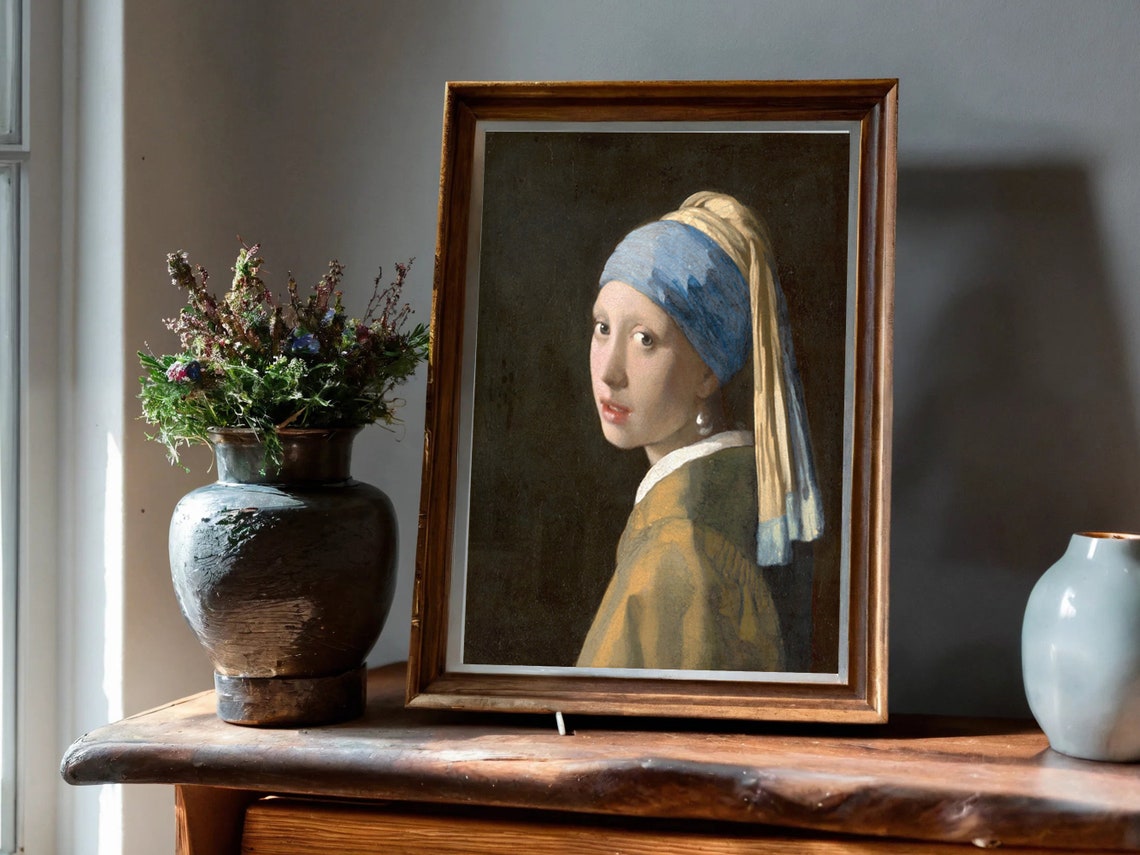 Girl With A Pearl Earring By Johannes Vermeer Art Prints Dutch Baroque Painting Vintage Woman Portrait Print Wall Art - Image 2