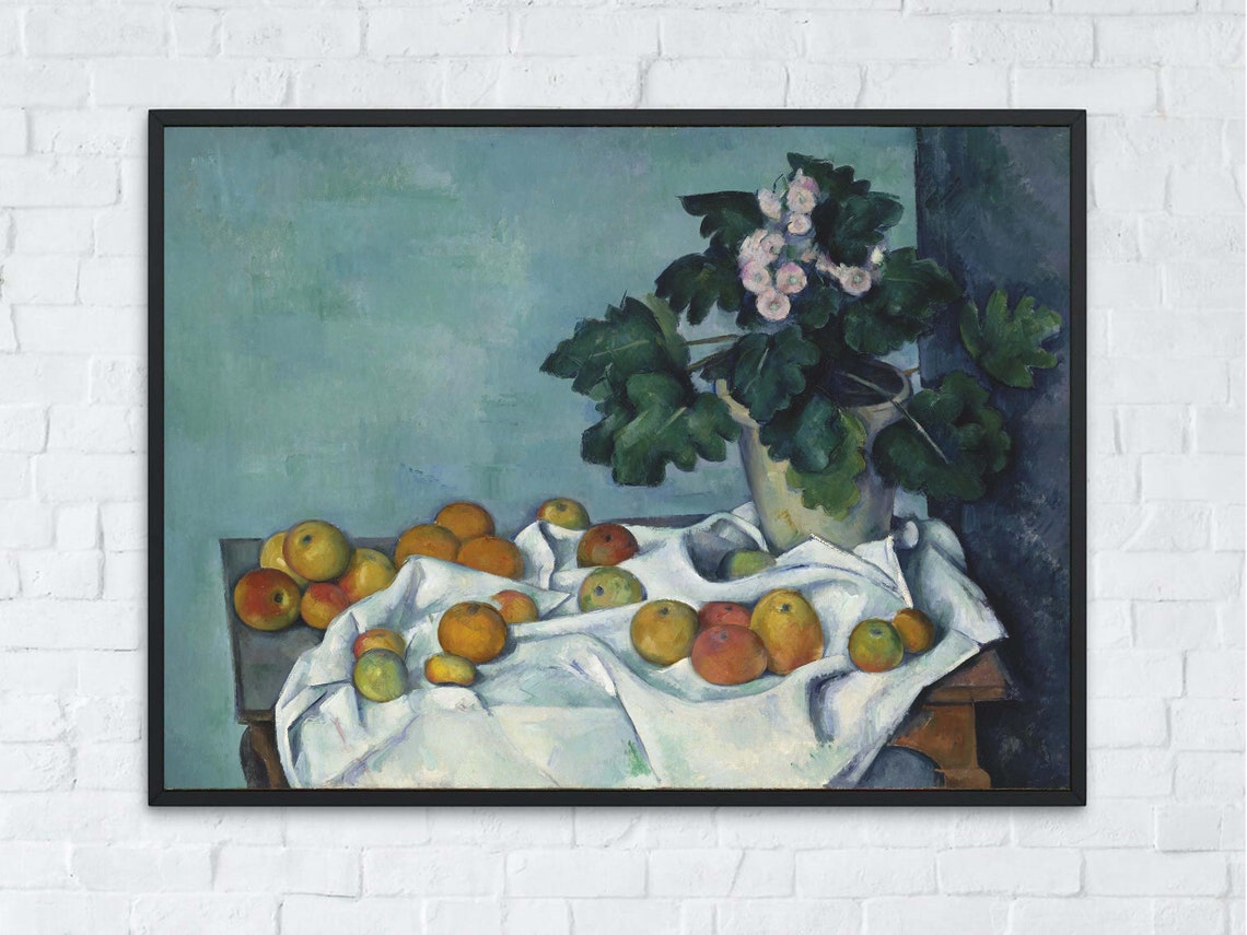 Paul Cezanne Apples Primroses Still Life Fruit Table Painting Poster - Image 7