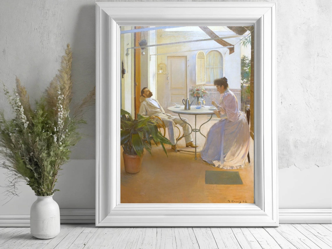 Ramon Casas Open Air Interior Sunlit Terrace Couple Painting Poster - Image 7