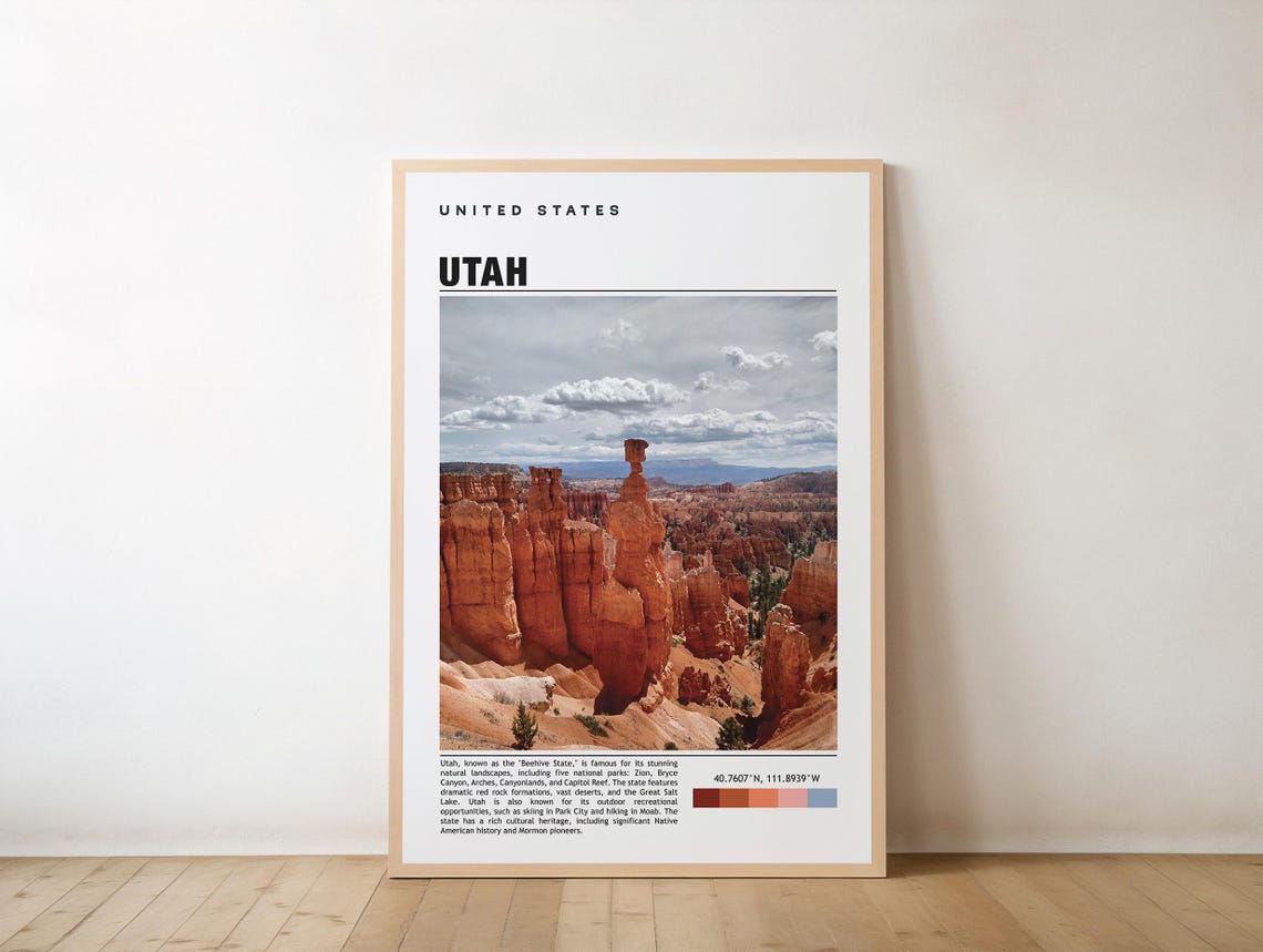 Utah Bryce Canyon Hoodoos Landscape Photo Minimalist Travel Print