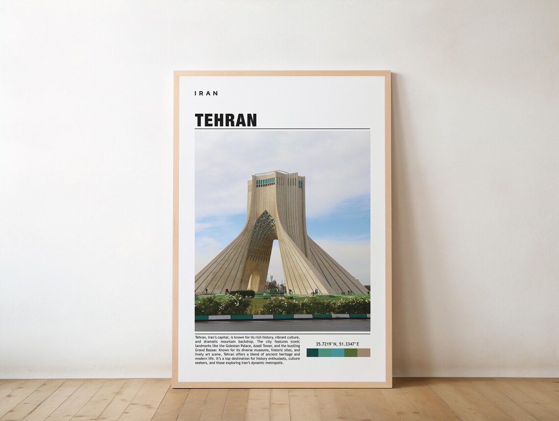 Tehran Iran Azadi Tower Monument Historic Landmark Photo Travel Poster