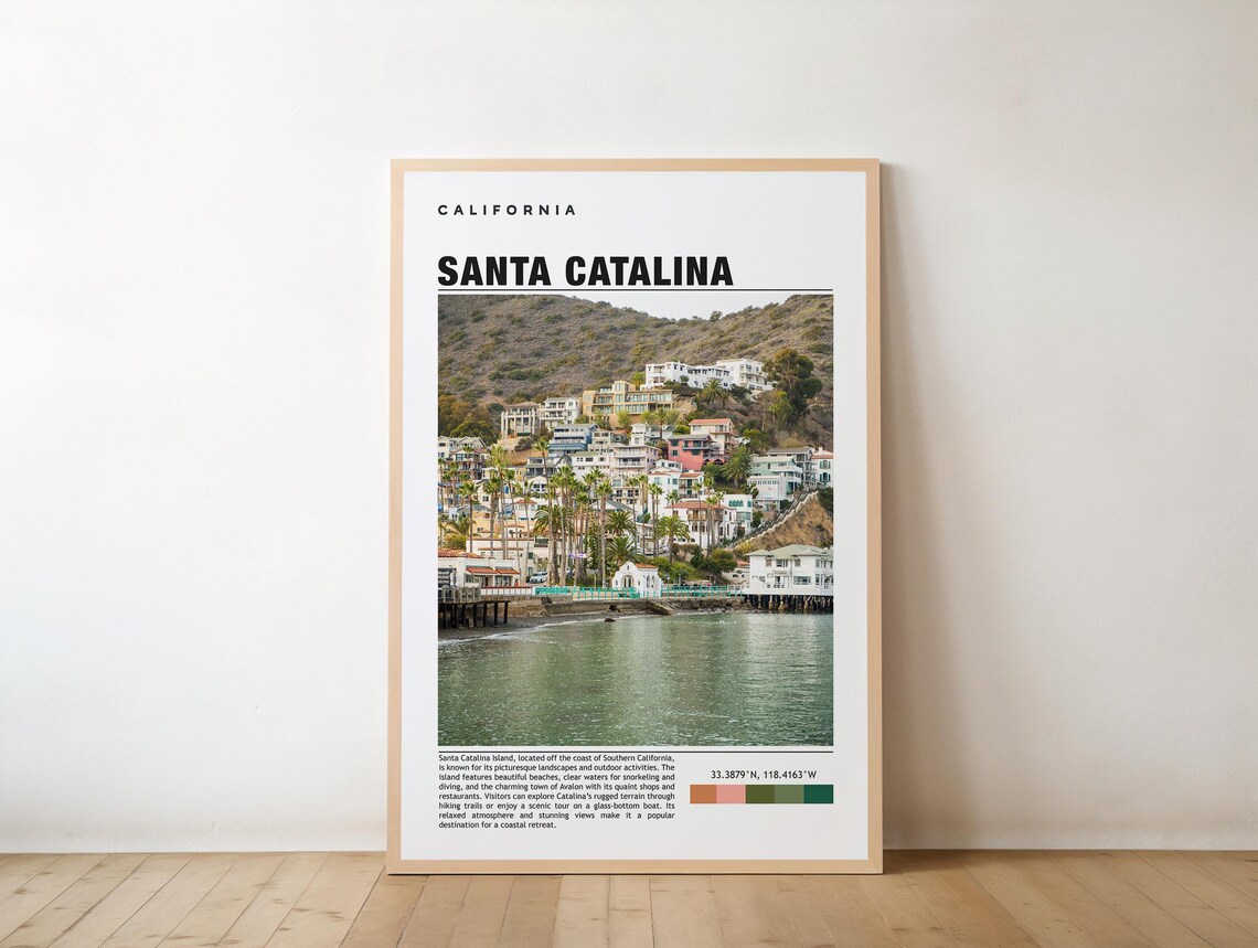Santa Catalina Island California Avalon Harbor Travel Photo Poster