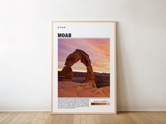 Delicate Arch Moab Utah Sunset Red Rock Desert Travel Poster