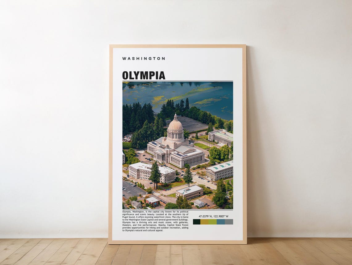 Olympia Washington Travel Poster Featuring State Capitol Dome