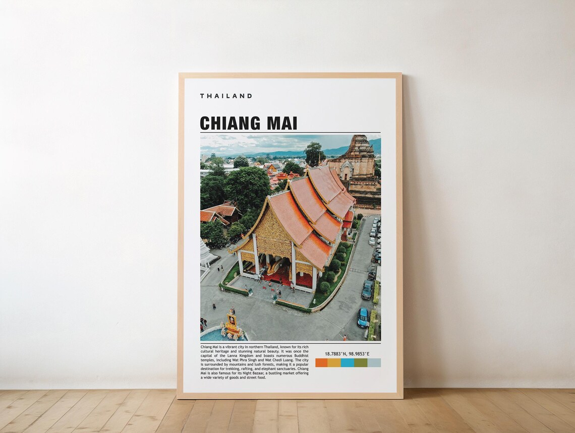 Historic Chiang Mai Thailand Temple Aerial Photo Travel Poster