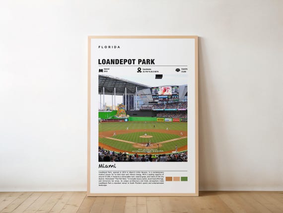 Loandepot Park Print Florida Poster Miami Views Stadium Art Urban Charm Baseball Arena Sports Venue City Landmark