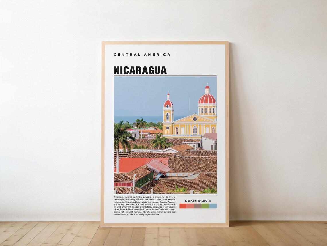 Nicaragua Central America Granada Cathedral Photo Travel Poster