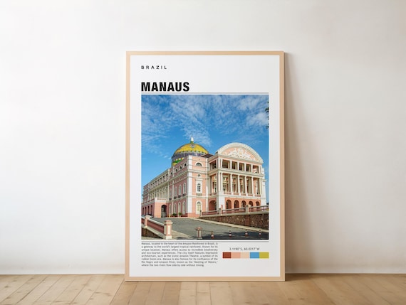 Manaus Print Brazil Poster Travel Wall Art Scenic View Amazon Rainforest Teatro Amazonas Riverfront Charm Nature Decor