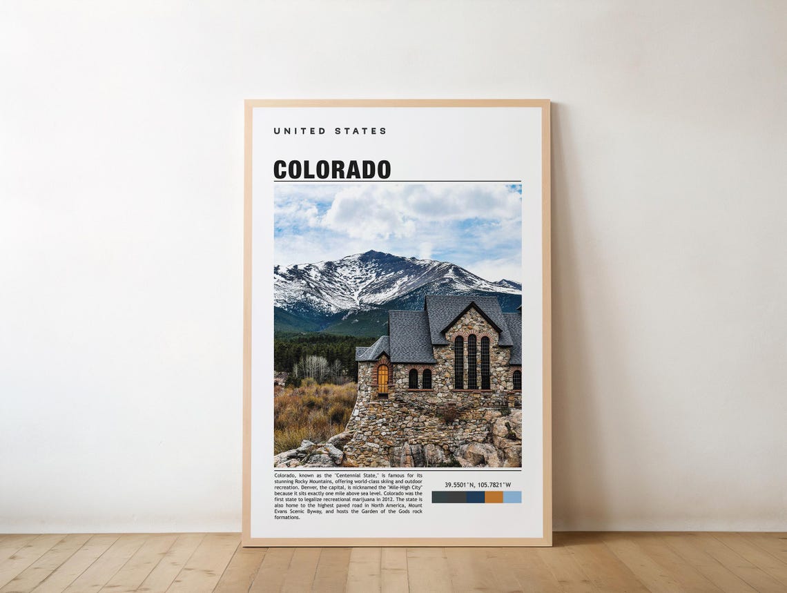 Colorado Centennial State Rocky Mountain Cabin Travel Poster