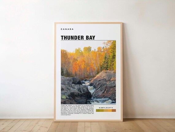 Thunder Bay Canada Autumn Rapids Rocky River Nature Travel Poster