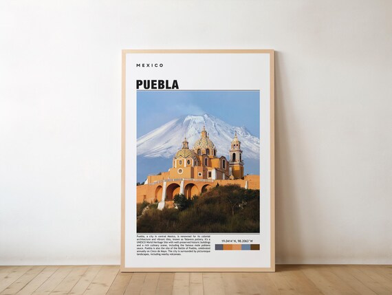 Puebla Mexico Cholula Church Volcano Photo Travel Art Poster