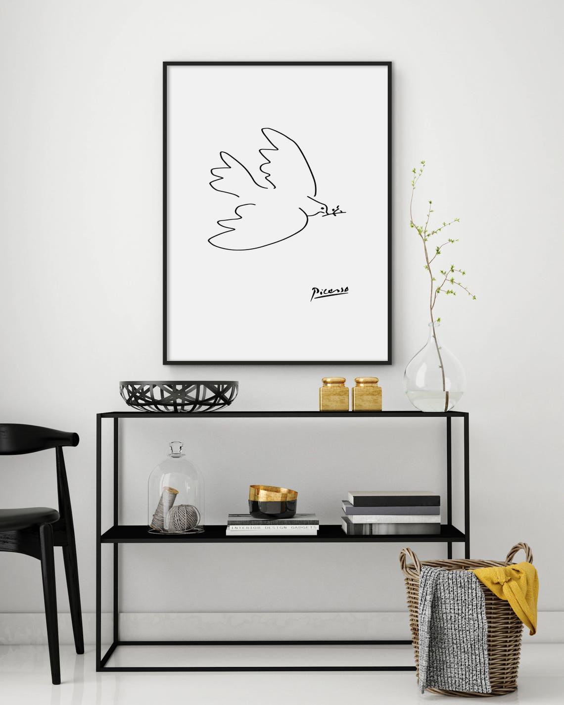 Picasso Dove of Peace Minimalist Line Drawing Reproduction Art Poster - Image 3