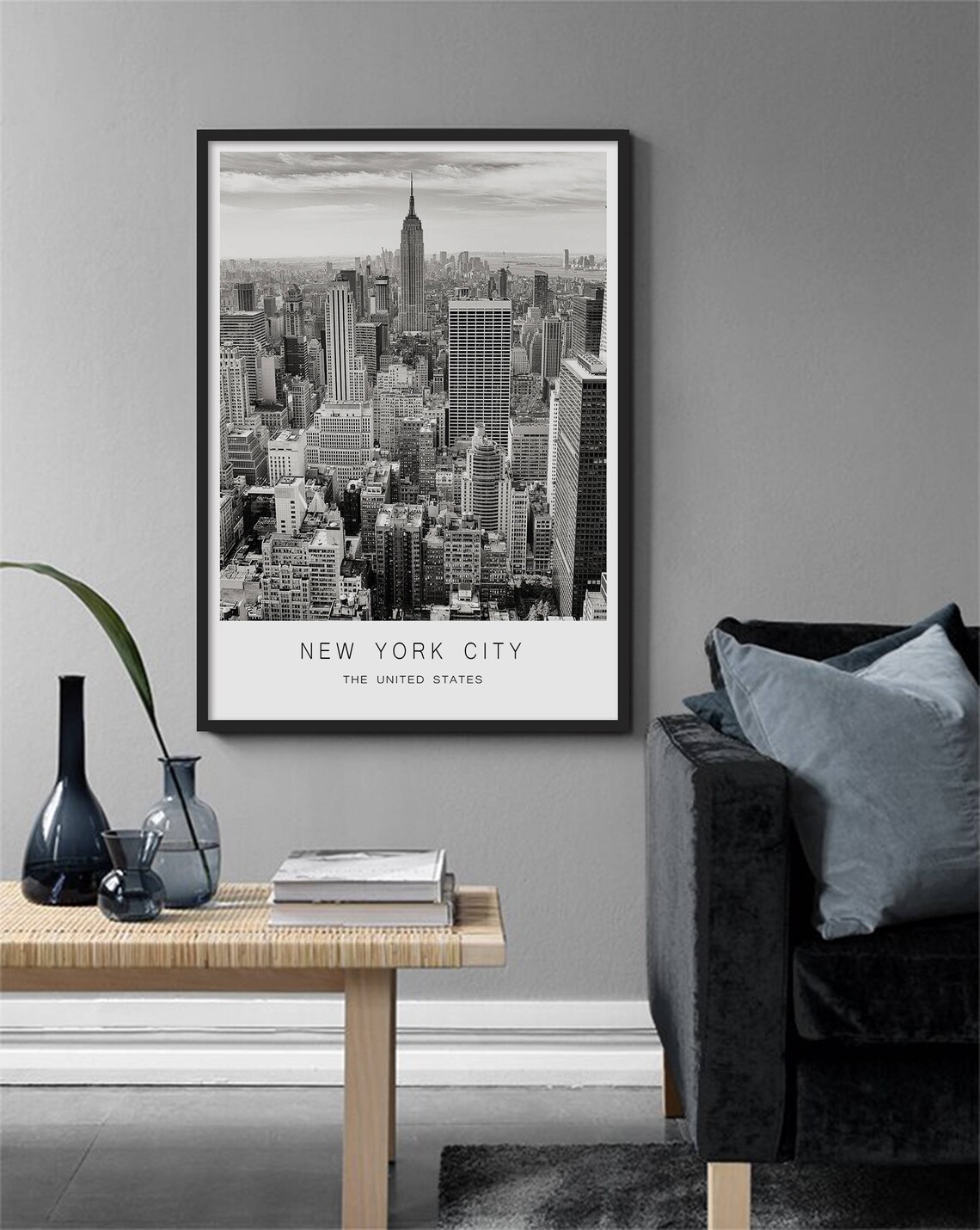 New York City Black And White Skyline Empire State Photography Poster - Image 3