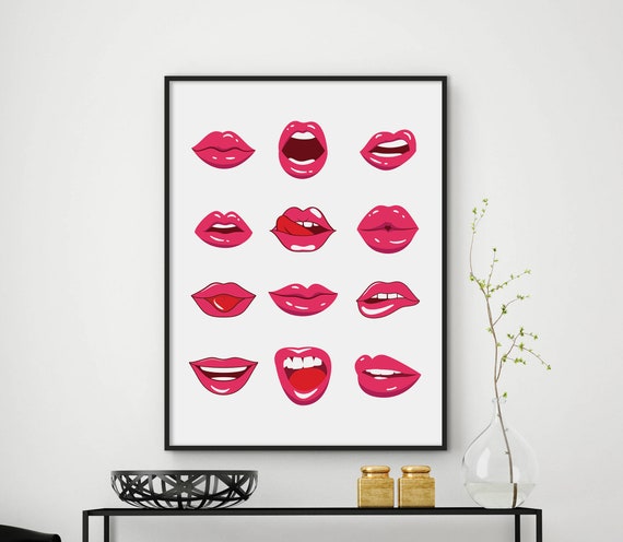 Lips Wall Art Lips Print Lips Poster Fashion Lips Picture Red Lipstick Lips Decor Home Decor Salon Decor Lips Wall Decor