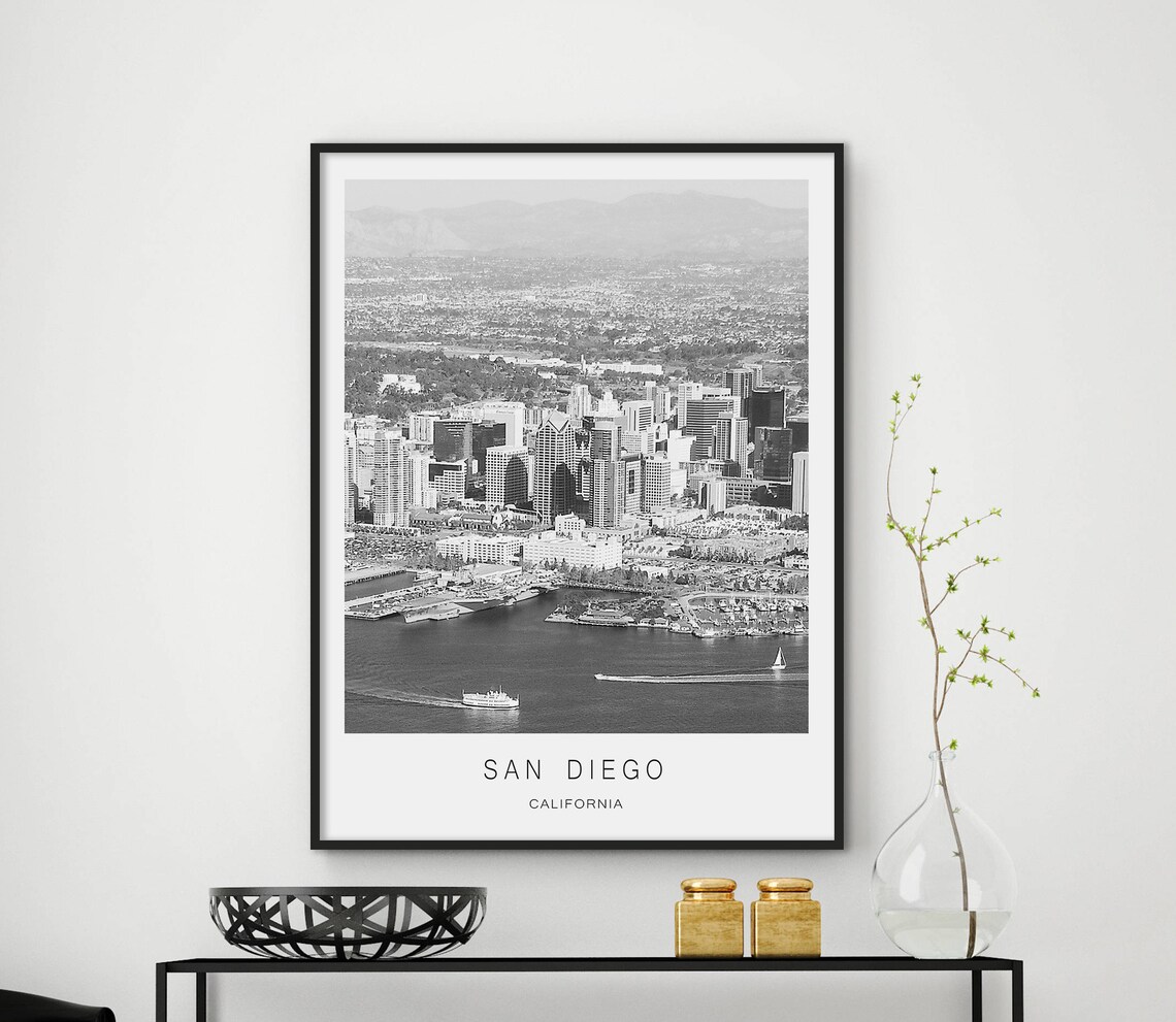 San Diego California Downtown Skyline Bay Aerial Photo Poster