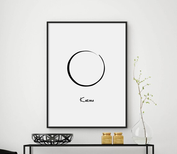 Karma Enso Circle Zen Minimalist Brushstroke Black And White Poster