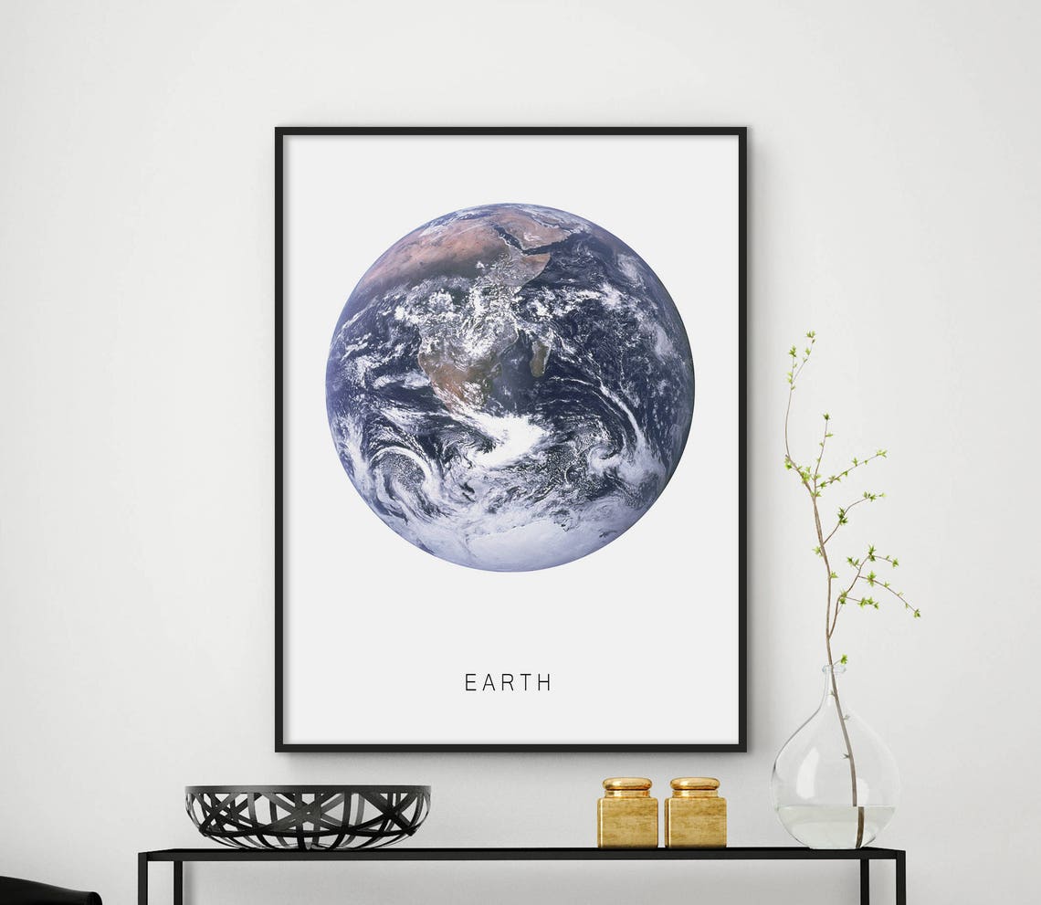Earth Planet From Space Minimalist Nature Photography Poster