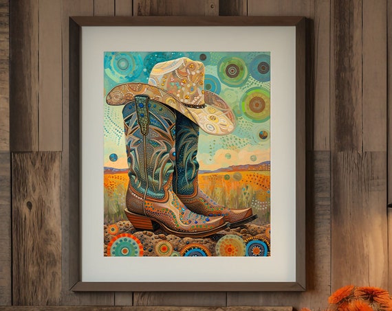 Cowboy Boots Art Print Western Home Decor
