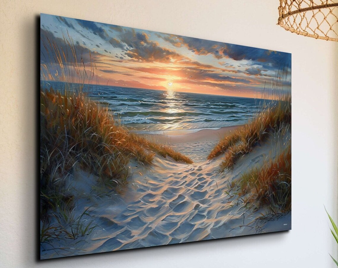 Sand Dunes On Beach - Beach Sunset Art Print