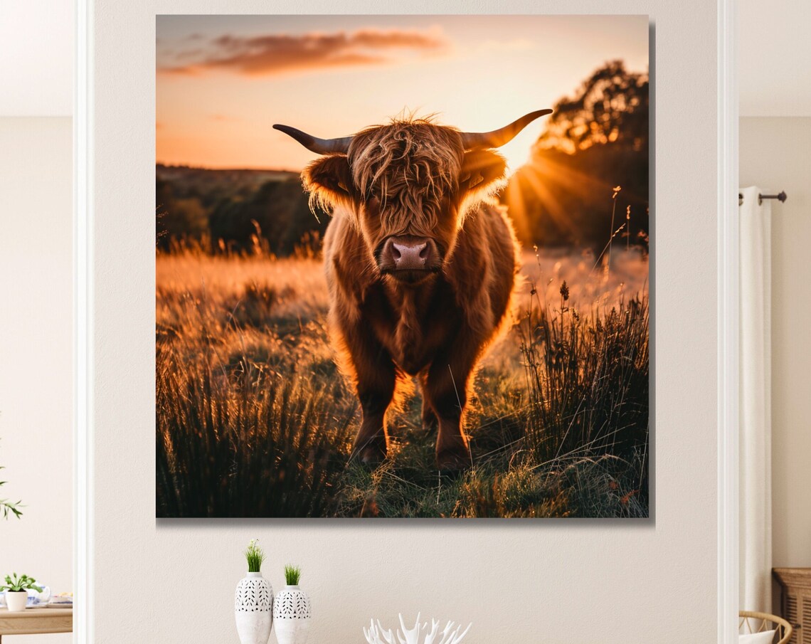 Highland Cow Farmhouse Wall Decor Art Print