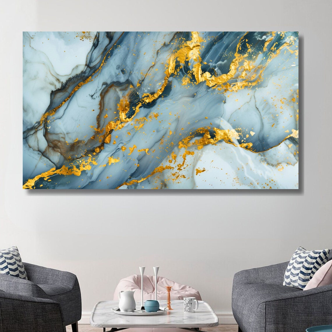 White Gold Marble Elegant Luxe Abstract Vein Modern Art Poster
