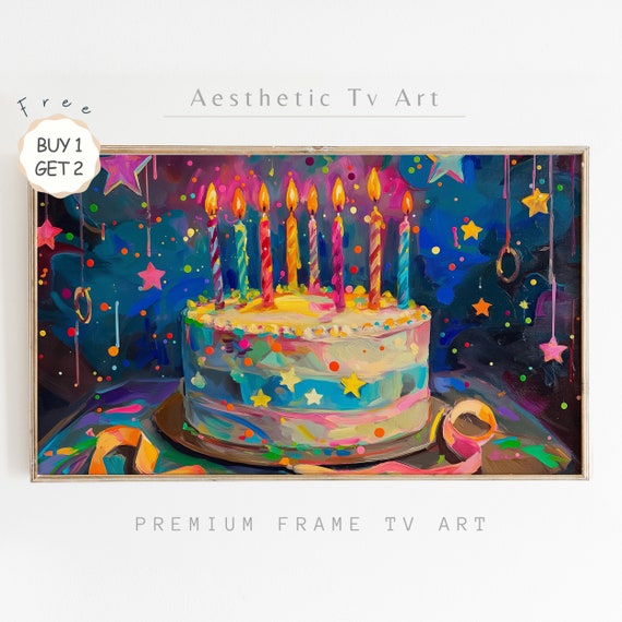 Birthday Frame Tv Art Colorful Birthday Cake Instant For Tv Pop Art Frame Tv Art Birthday Art