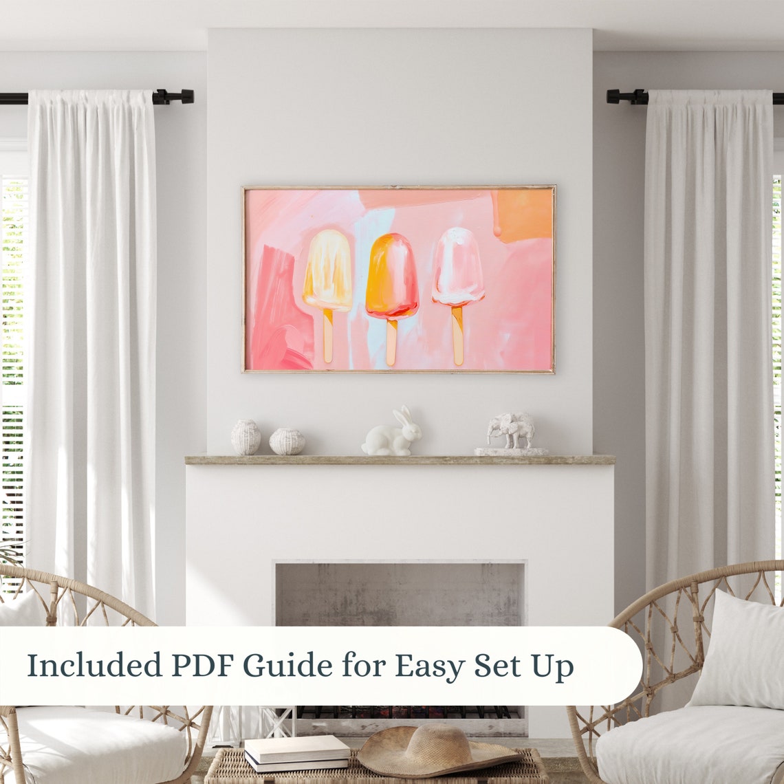 Pink Popsicles Summer Ice Cream Pop Art Pastel Aesthetic Poster - Image 3