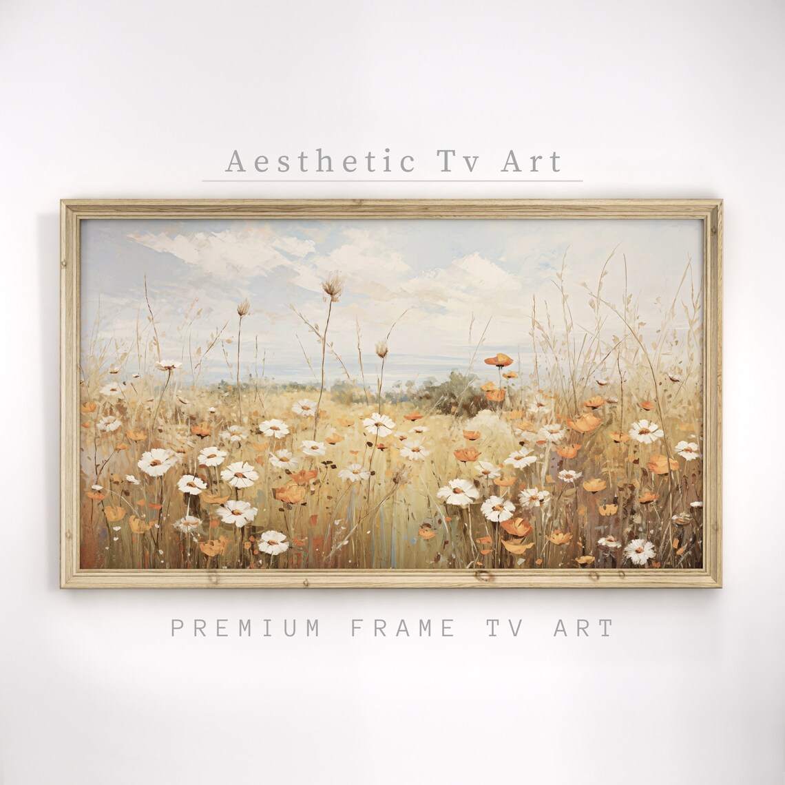 Golden Wheat Field White Daisies Summer Meadow Floral Poster - Image 3