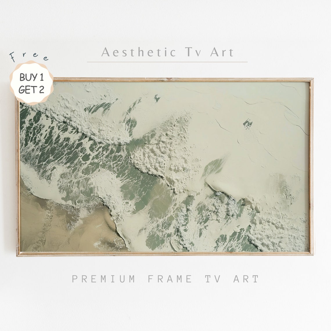 Neutral Beige Ocean Waves Aerial Abstract Coastal Wall Poster