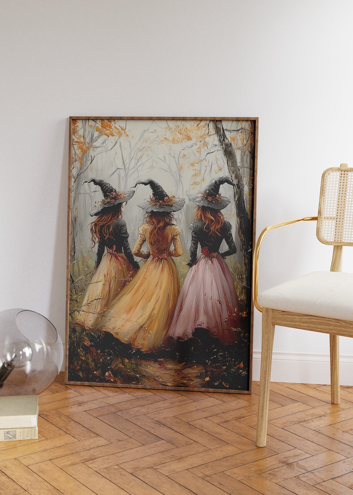 Three Witches Vintage Halloween Art Print, Spooky Season - Image 3