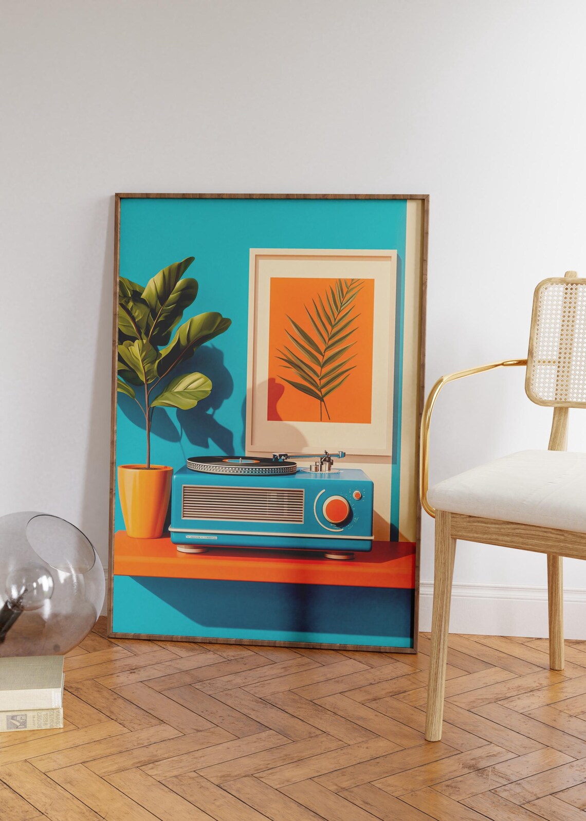 Retro Turquoise Radio Turntable Mid Century Modern Music Room Poster - Image 4