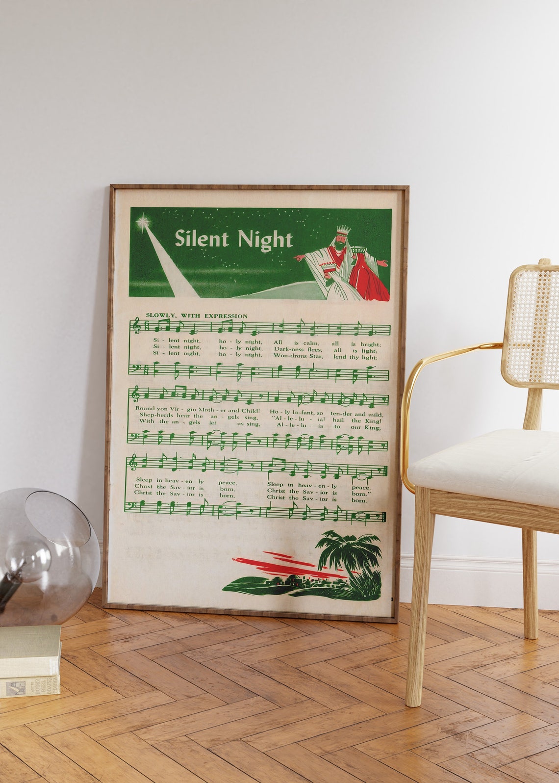 Silent Night Christmas Song Music Sheet Christmas Song Poster Christmas Wall Art Christmas Room Decor Vintage Christmas Art X Mas Song - Image 3