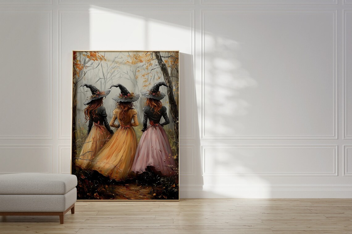 Three Witches Vintage Halloween Art Print, Spooky Season - Image 2