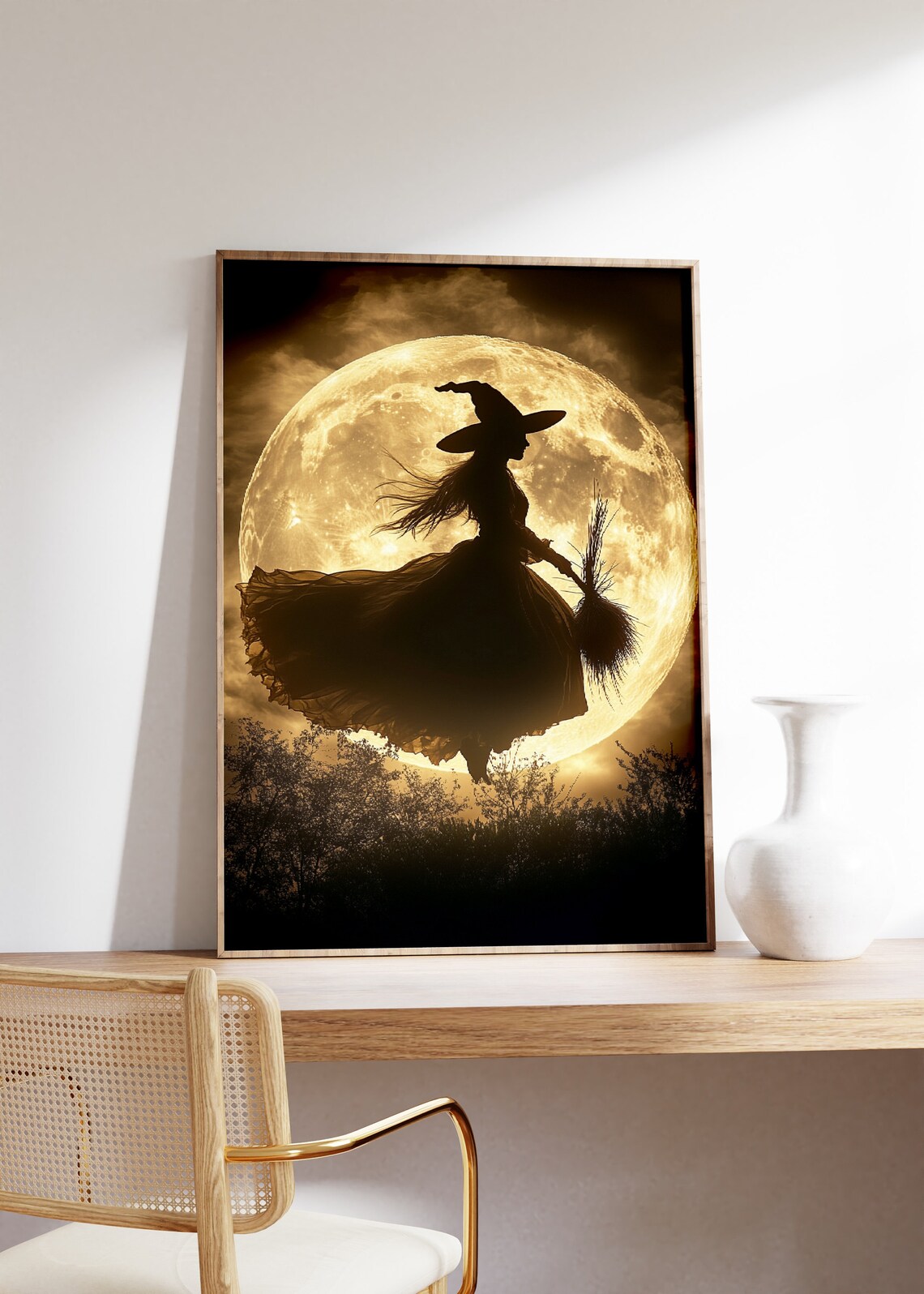 Vintage Halloween Witch Art Poster, Spooky Season - Image 3