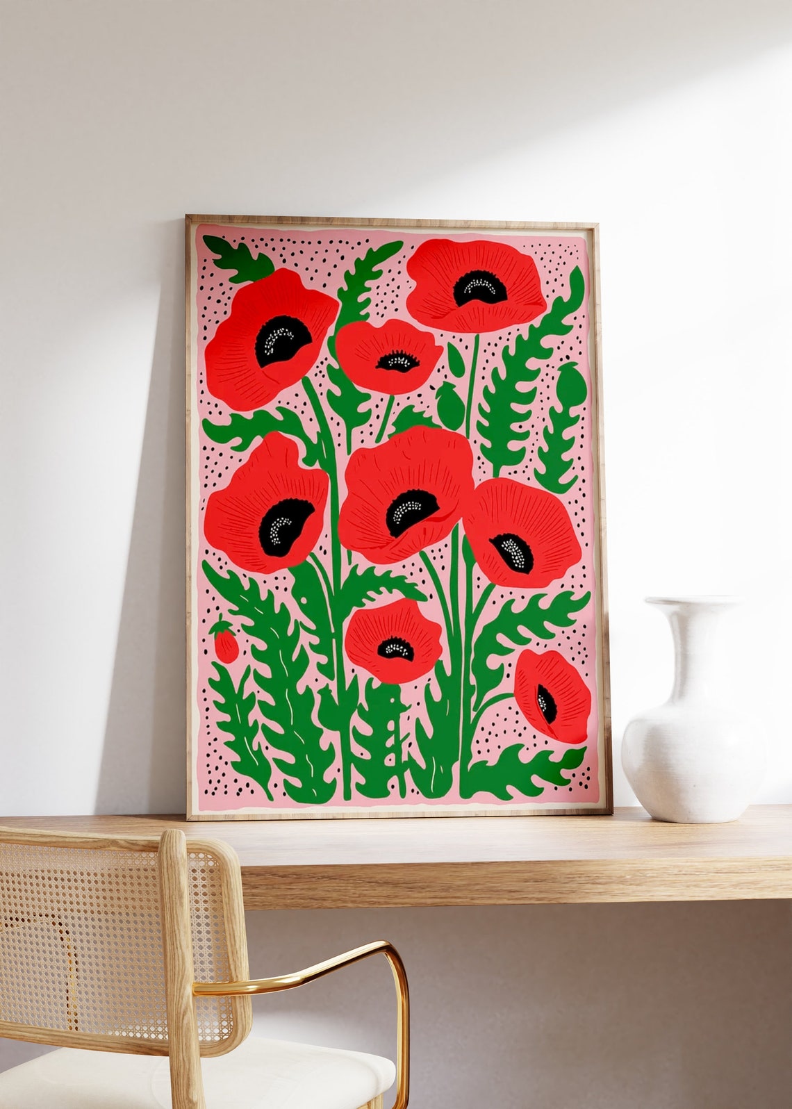 Vintage Red Poppies, Matisse-Inspired Floral Poster - Image 4