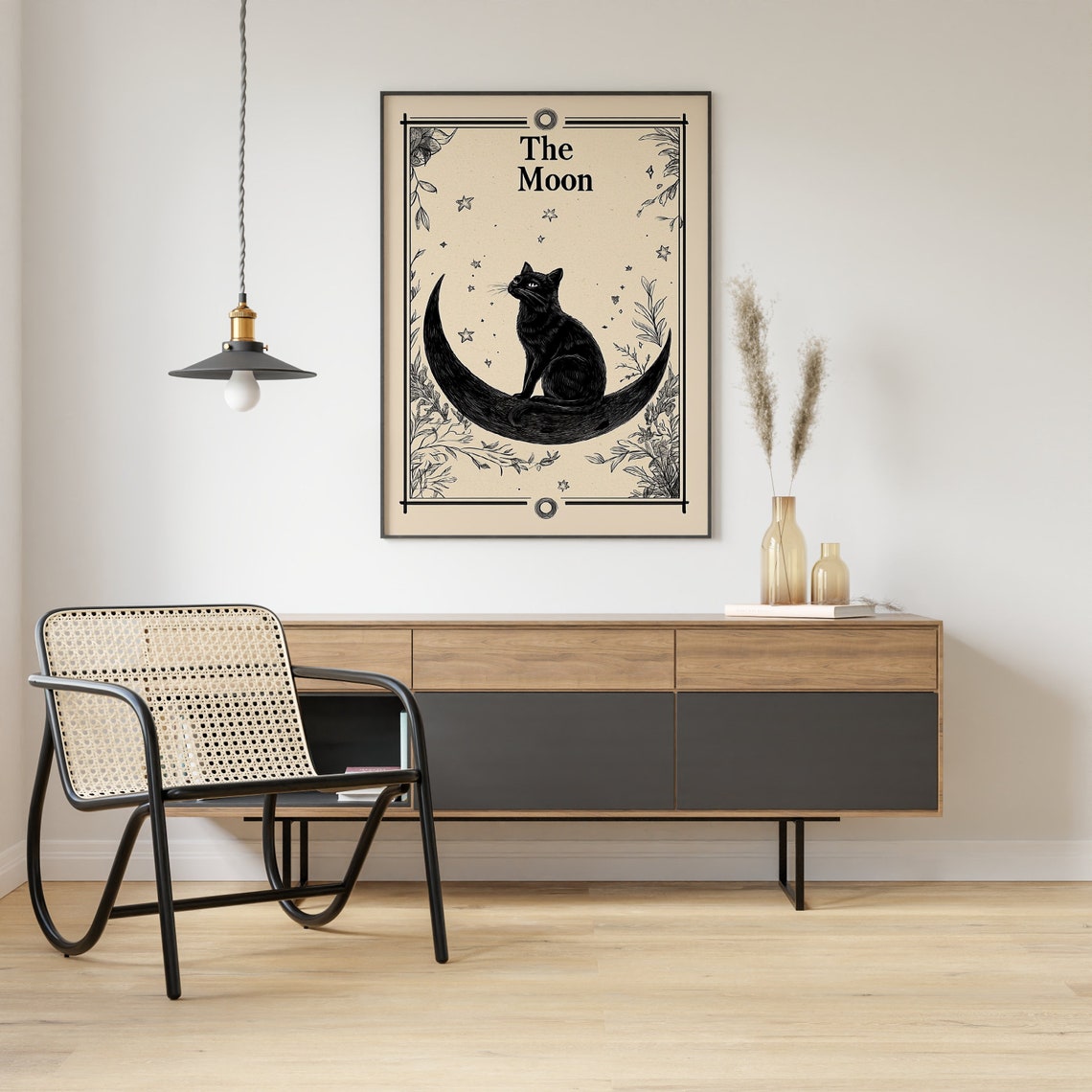 Vintage Funny Cat And Moon Art Deco Poster Print - Image 3