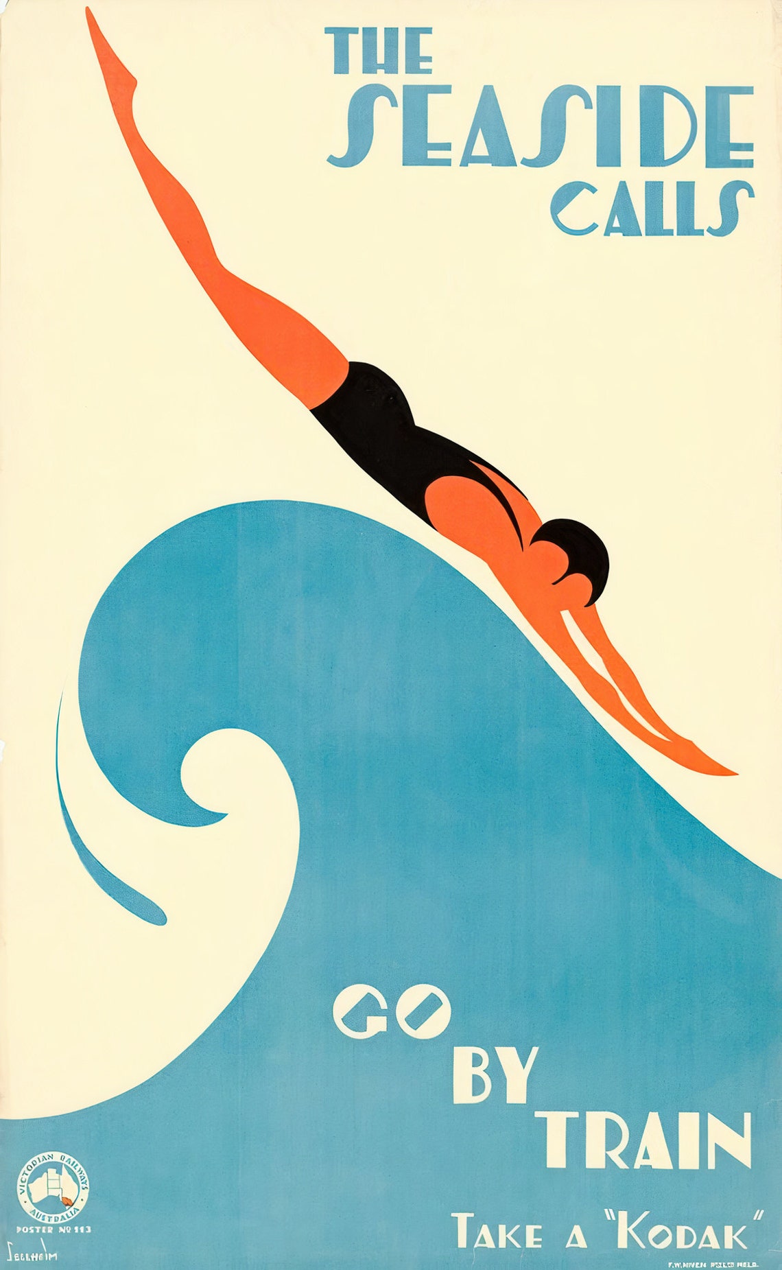 Australia Swimmer Travel Poster, Minimalist Surf Art - Image 3