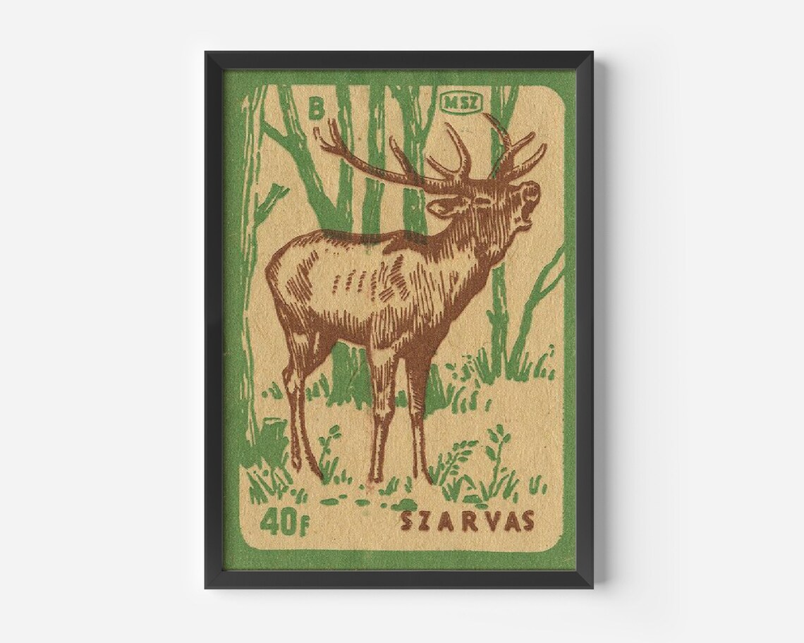 Deer Matchbox Label, Vintage Reindeer Art Print - Image 4