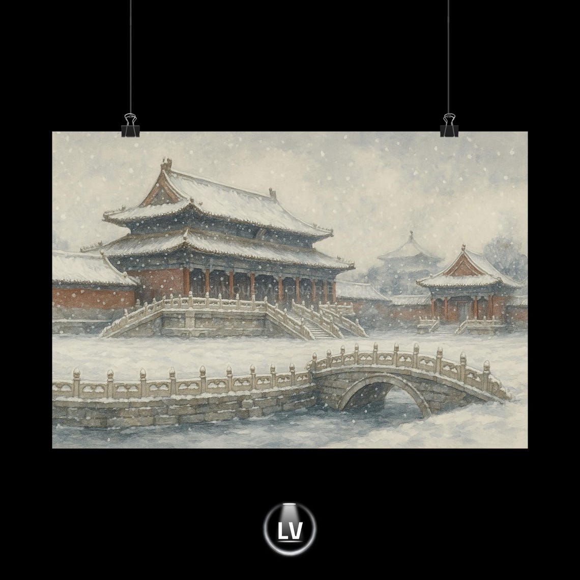 Forbidden City Snowfall Beijing Imperial Palace Winter Painting Poster