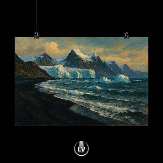 Icelandic Glaciers And Black Sands Matte Horizontal Posters Mountain Decor Nature Prints Home Office For Lovers Apls 51