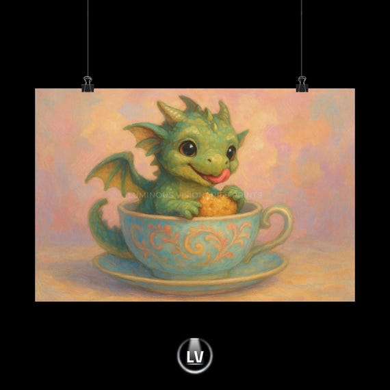 Whimsical Dragon Art Poster Fantasy Wall Kids Room Decor Nursery Cute Magical Home Apac 8