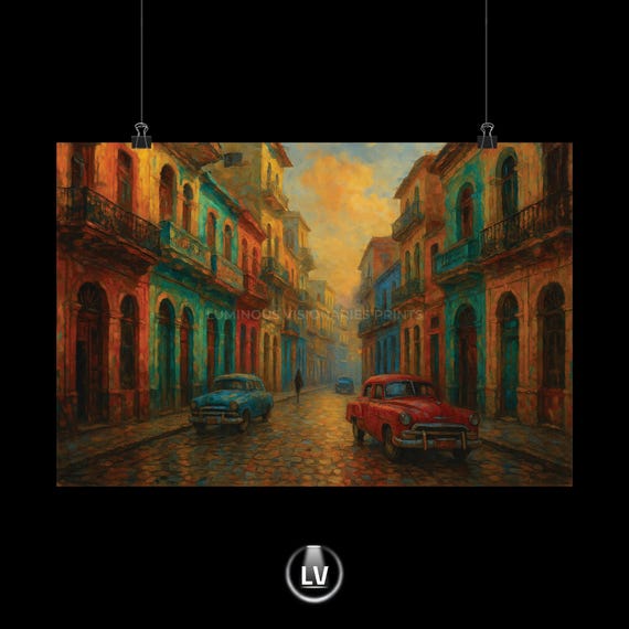 Vibrant Cityscape Art Print Matte Horizontal Posters Wall Decor Home Aesthetics Vintage Car Unique Gifts Travel Memories Apacs 43