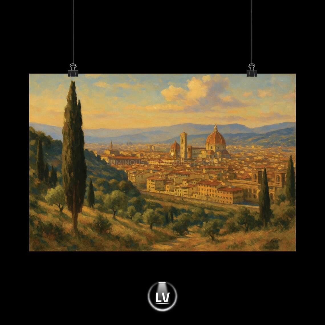 Florence Scenic Vintage Travel Poster, Tuscany