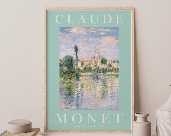 Claude Monet Art Print Modern Vintage Poster Exhibition Wall Art Monet Wall Art Vintage Wall Art Vetheuil In Summer Pastel Green